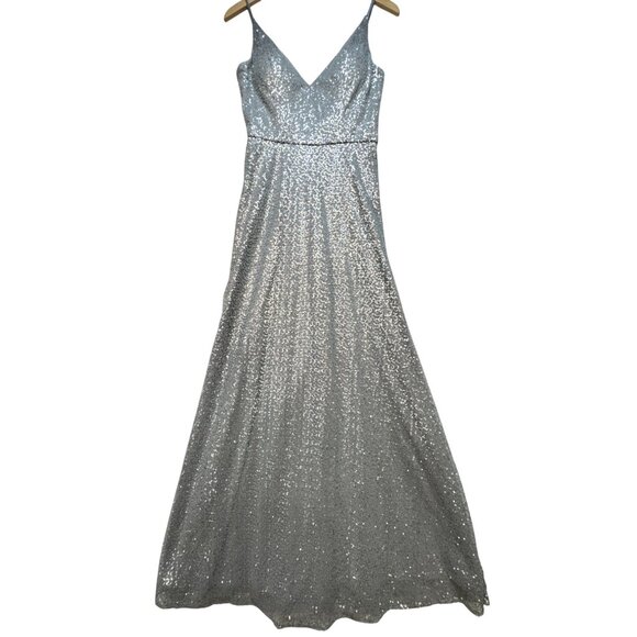 Morilee By Madeline Gardner Formal Evening Gown Size 8 Silver Wedding Bridesmaid - Picture 2 of 15